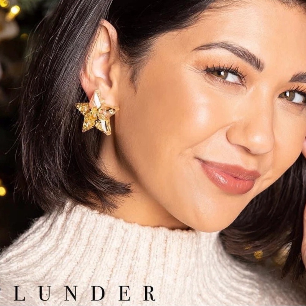 Plunder Radiant Gold Star Glitter Earrings